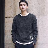 BQODQO Gray Knitted Autumn Winter Men's Sweater O-Neck Solid Color Turtleneck Youth Clothing Trend Slim Long Sleeve Pullover New