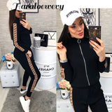 2019 Spring Women Sport Suits Fashion Printed Running Sets Sweat Pants Female Jogging Suit Tracksuit Hooded Sweatshirt