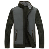 Autumn Winter Sweater Men Patchwork Windbreaker Thick Warm Fleece Cardigan Men Stand Collar Wool Liner Mens Sweaters