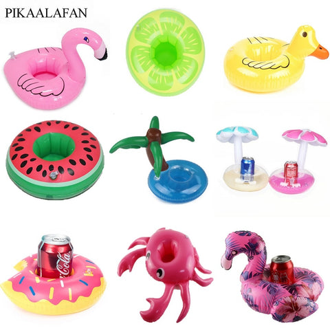 PIKAALAFAN Mini Inflatable Cup Holder Small Flamingo Floating Crab Cute Cartoon Animal Fruits Toy Pool Bathing Party Decoration