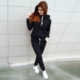 Tracksuit 2pcs Women Set Hoodies Crop Top Solid Sweatshirt Pants Hooded 2 Pieces Sets Women Clothing Suits Female